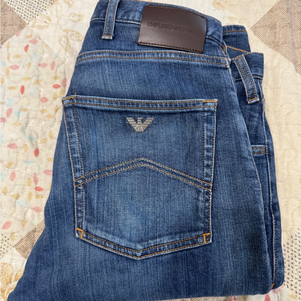 Emporio Armani Blue Men's Jeans W30 L32 Slim Straight